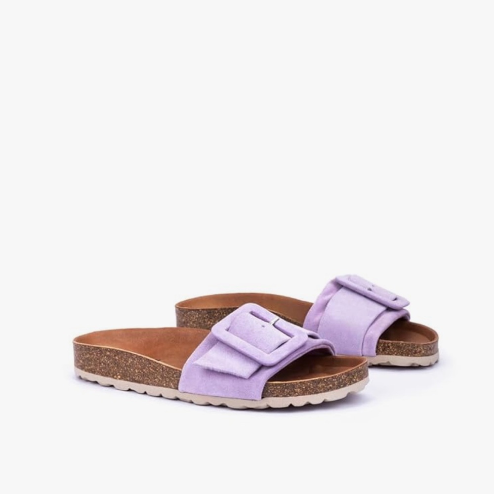 Stylish Lavender Buckle Slide Sandals